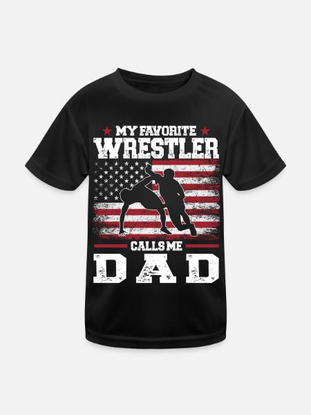 Wrestling Dad Wrestler Männer Vatertag - Kinder Funktions-T-Shirt - Schwarz - Vorne