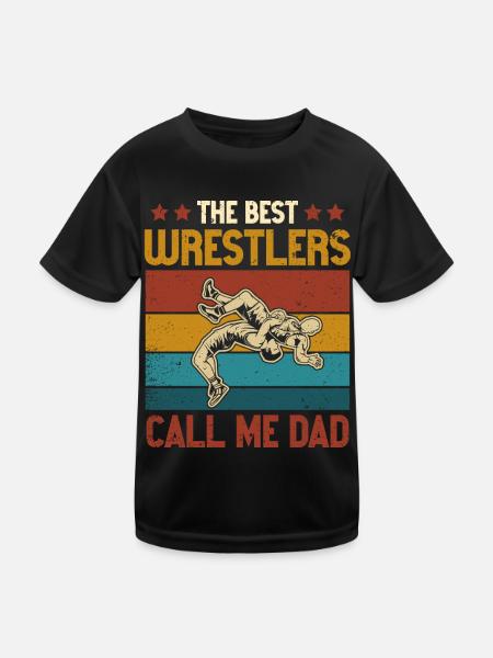 Wrestling Dad Wrestler Männer Vatertag - Kinder Funktions-T-Shirt - Schwarz - Vorne