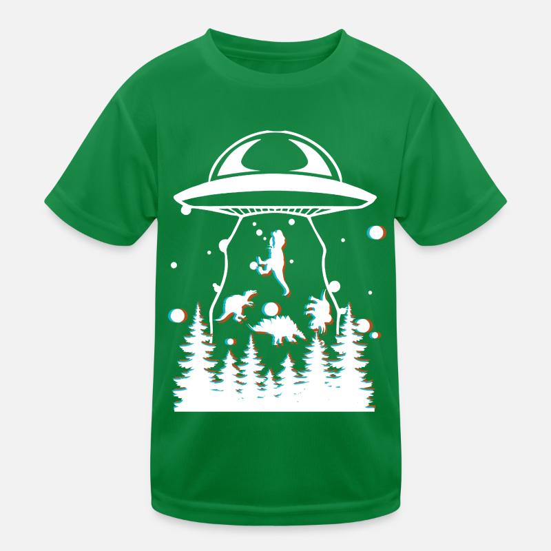 Alien Dinosaur UFO Abduction Kids Functional T-Shirt