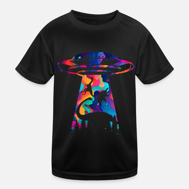 Alien Dinosaur UFO Abduction Kids Functional T-Shirt