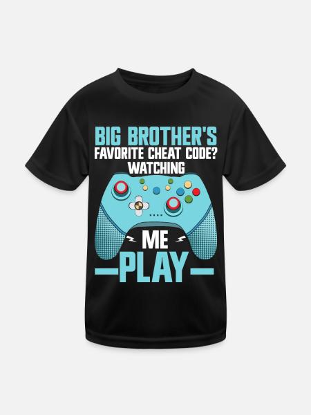 Big Brother Video Gamer New Brother Gaming - Kinder Funktions-T-Shirt - Schwarz - Vorne