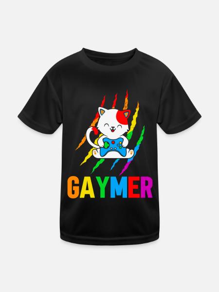 Gaymer LGBT Pride Rainbow Gamer Video Games - Kinder Funktions-T-Shirt - Schwarz - Vorne