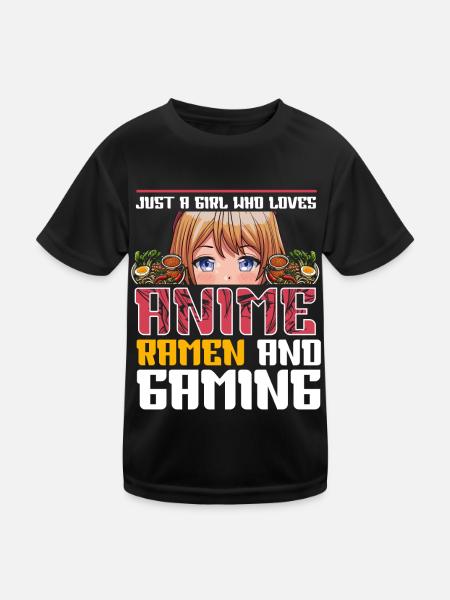 Anime Ramen and Gaming Gamer Anime - Kids Functional T-Shirt - black - Front