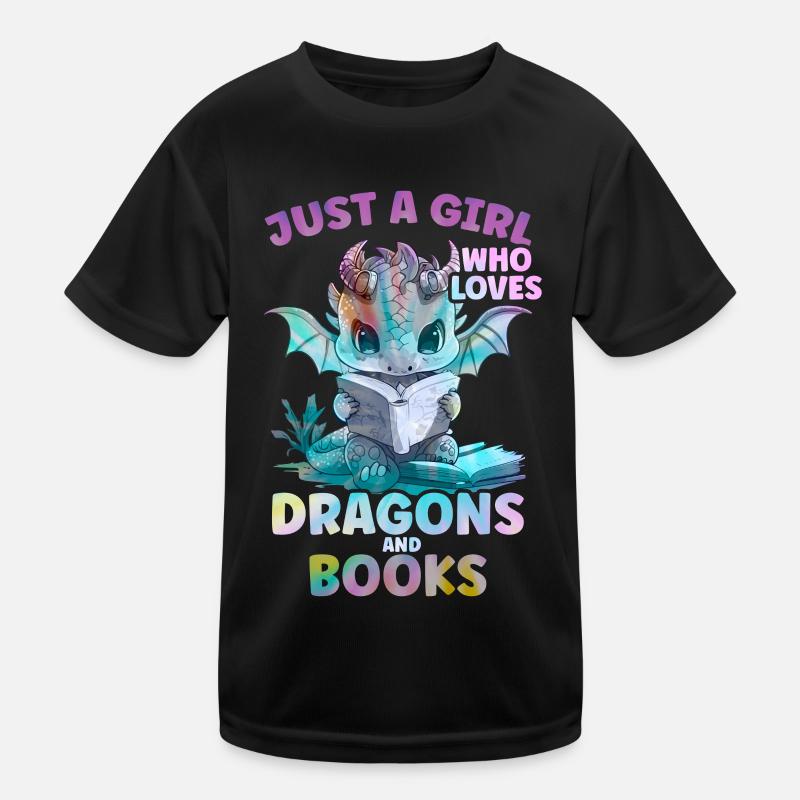 Dragons et livres Nerd Dragon Lover T-shirt sport Enfant