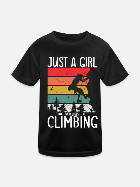 Rock Climber Climbing Mountain - Kids Functional T-Shirt - black - Front