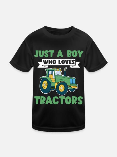 Traktorjunge Junger Bauer Traktorliebhaber - Kinder Funktions-T-Shirt - Schwarz - Vorne