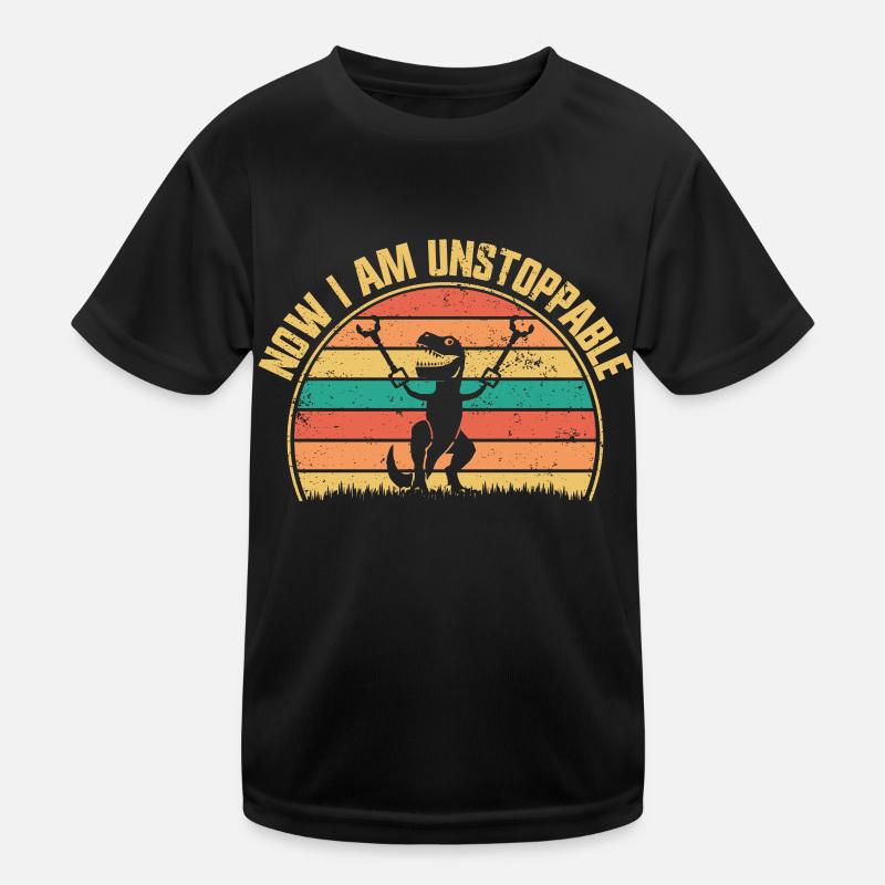 Rétro Maintenant je suis imparable Drôle T-Rex Dinosaure T-shirt sport Enfant