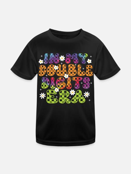 Double Digit Birthday Decoration Girls 10 - Kids Functional T-Shirt - black - Front