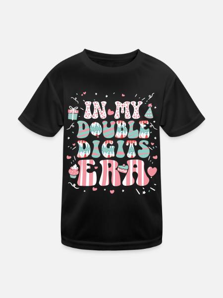 Double Digit Birthday Decoration Girls 10 - Kids Functional T-Shirt - black - Front