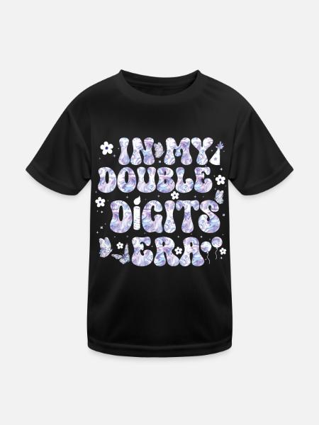 Double Digit Birthday Decoration Girls 10 - Kids Functional T-Shirt - black - Front
