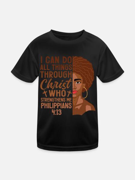 I Can Do All Through Christ African American - Kids Functional T-Shirt - black - Front