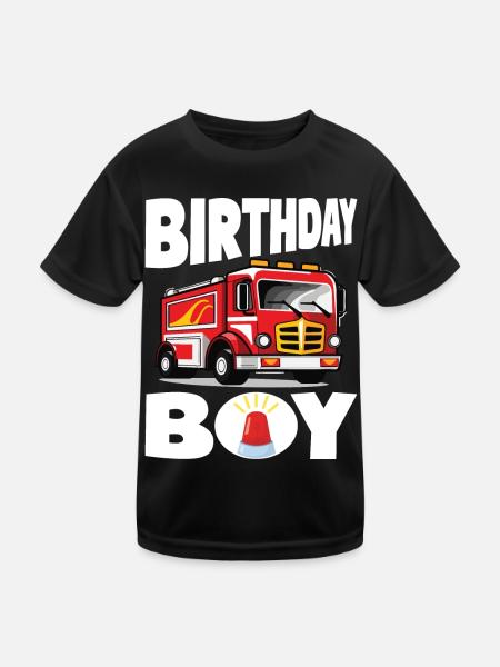 Birthday Boy Firefighter Birthday Boy - Kids Functional T-Shirt - black - Front