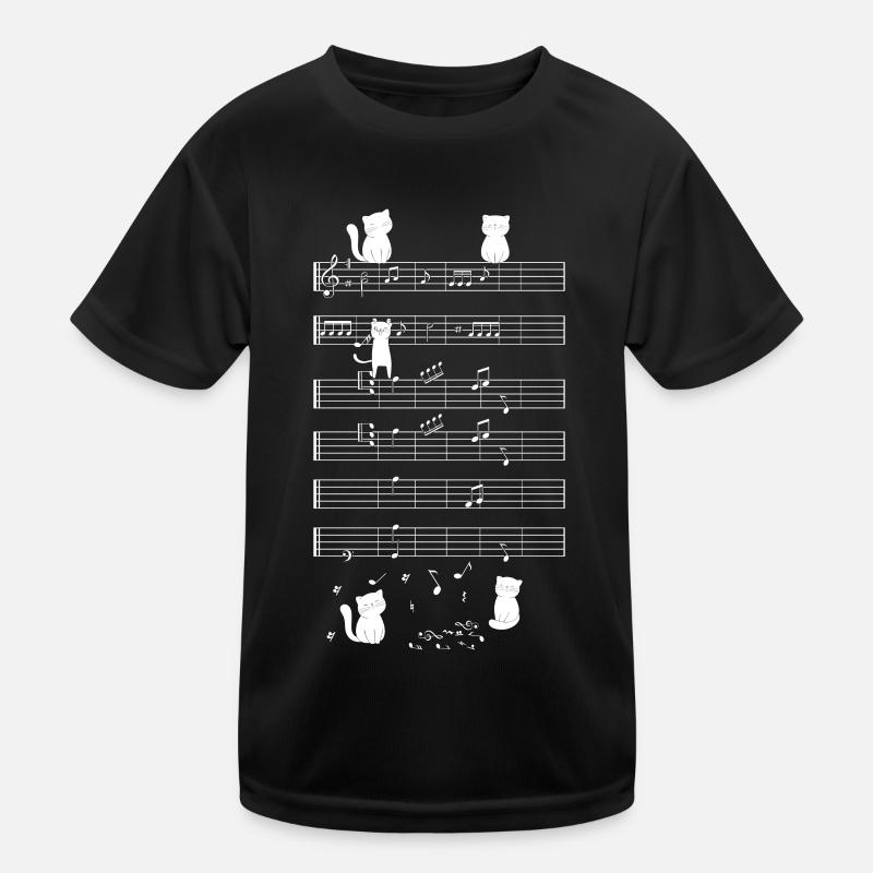 Cats playing with music note cat Kids Functional T-Shirt