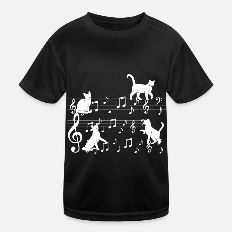 Cats playing with music note cat Kids Functional T-Shirt
