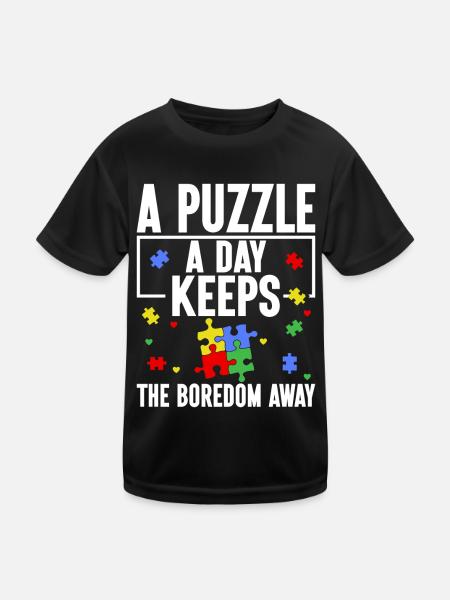 Jigsaw Puzzle Piece Puzzle Lover - Kids Functional T-Shirt - black - Front