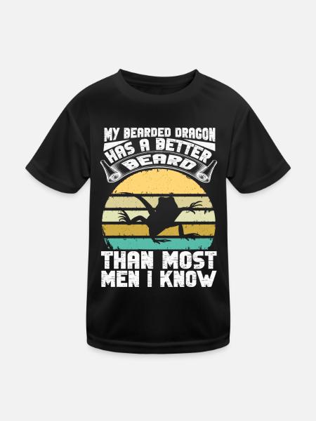 Bärde Drachenliebhaber Pogona Reptile Eidechse - Kinder Funktions-T-Shirt - Schwarz - Vorne