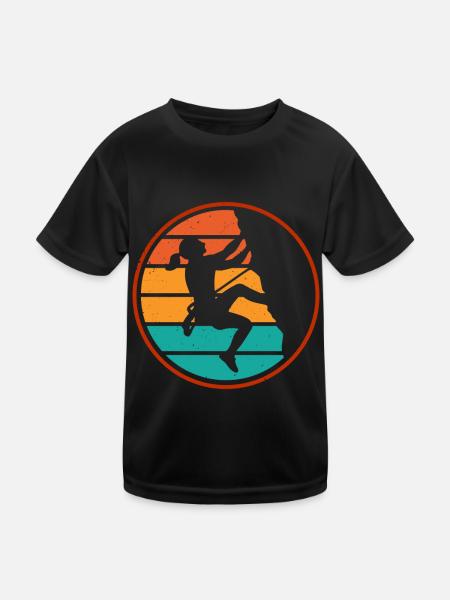 Klettern Mountain Boulder Climble Kletterer - Kinder Funktions-T-Shirt - Schwarz - Vorne