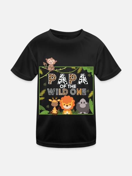 Papa Of The Wild One Birthday Zoo Theme Safari - Kids Functional T-Shirt - black - Front