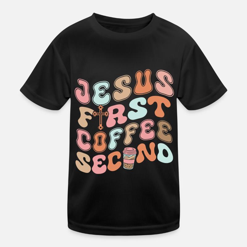 Jésus Premier Café Deuxième T-shirt sport Enfant