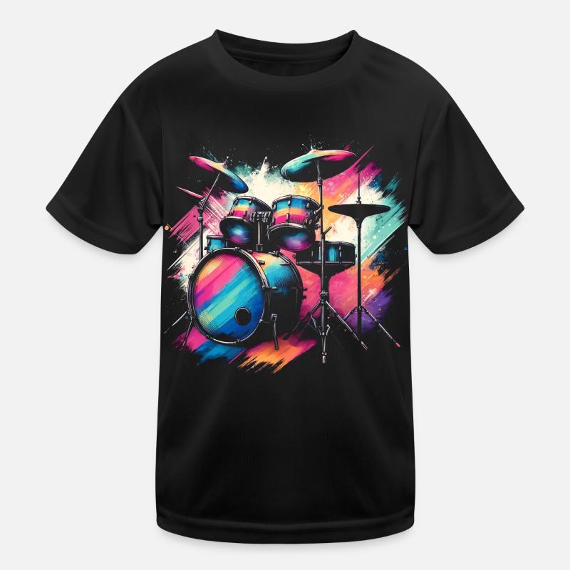 Buntes Abstraktes Drum Set Drummer Drumming Kinder Funktions-T-Shirt