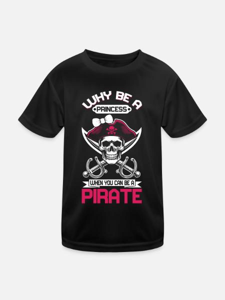Pirate Princess Pirate Skull Cross Bones - Kids Functional T-Shirt - black - Front