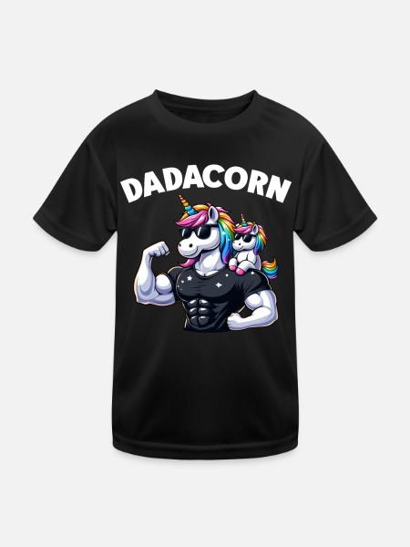 Dadacorn Unicorn Dad Dad Father's Day Daughter - Kids Functional T-Shirt - black - Front