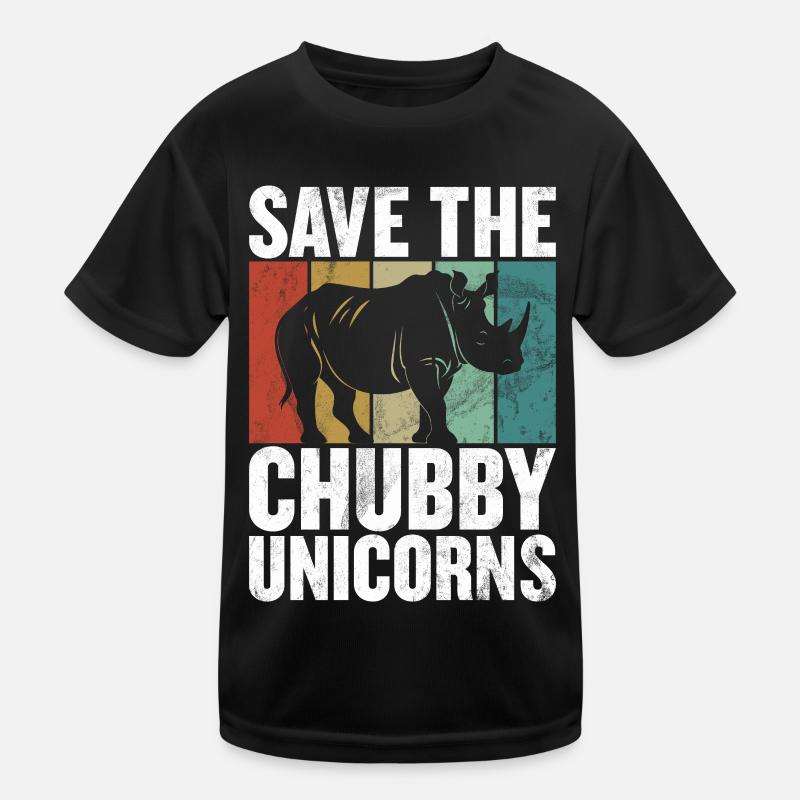 Save The Chubby Unicorns Fat Rino Kids Functional T-Shirt