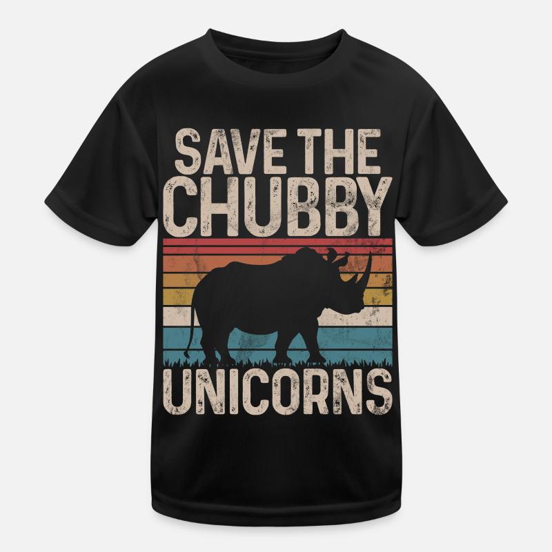 Save The Chubby Unicorns Fat Rino Kids Functional T-Shirt