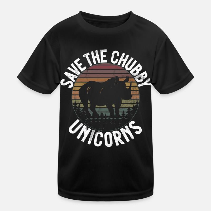 Save The Chubby Unicorns Fat Rino Kids Functional T-Shirt