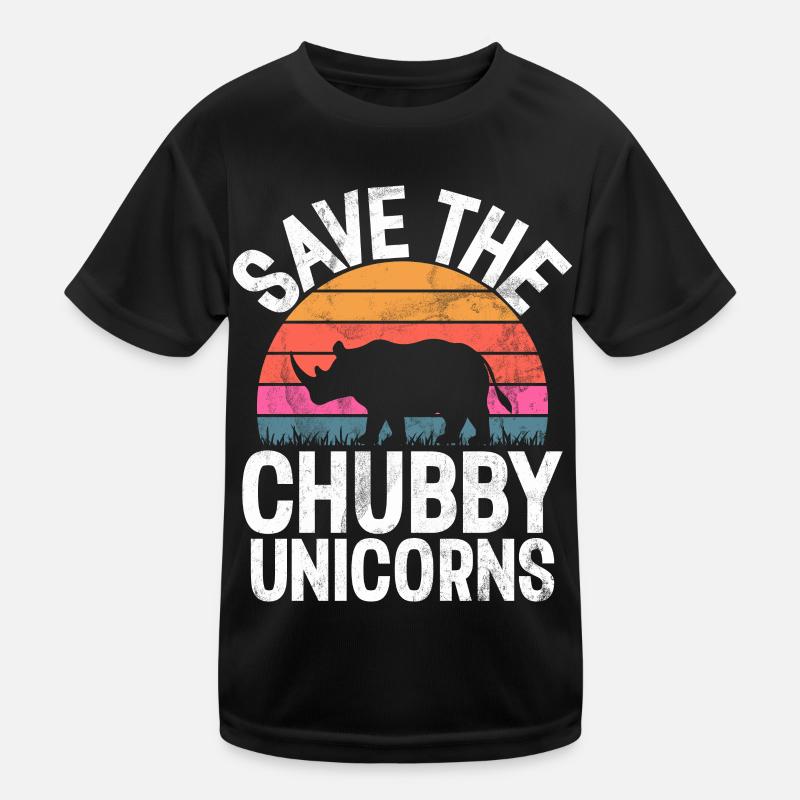 Save The Chubby Unicorns Fat Rino Kids Functional T-Shirt