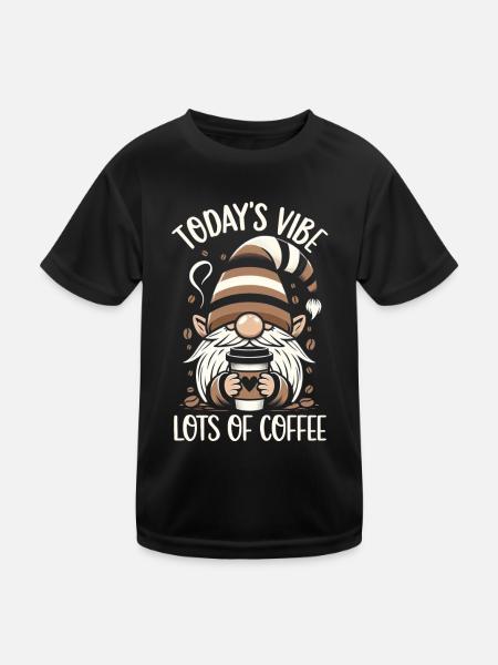 Gnome drôle & Amateur de café Café des nains de jardin - T-shirt sport Enfant - noir - Devant