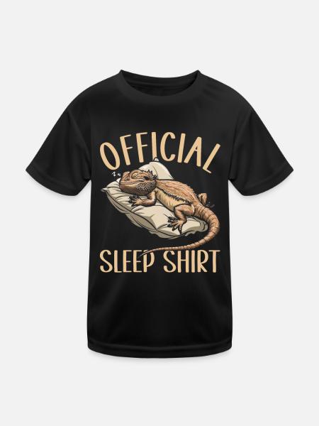 Official Sleeping House Bearded Dragon PJ Sleeps - Kids Functional T-Shirt - black - Front