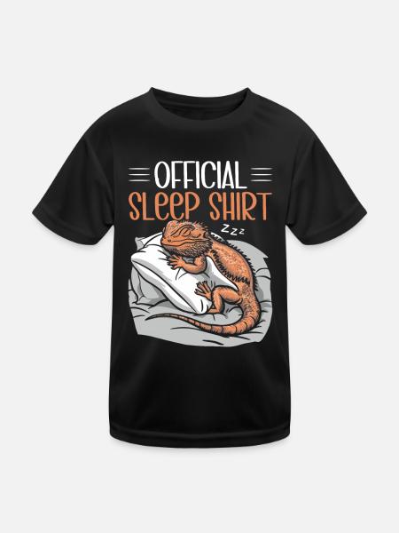 Official Sleeping House Bearded Dragon PJ Sleeps - Kids Functional T-Shirt - black - Front