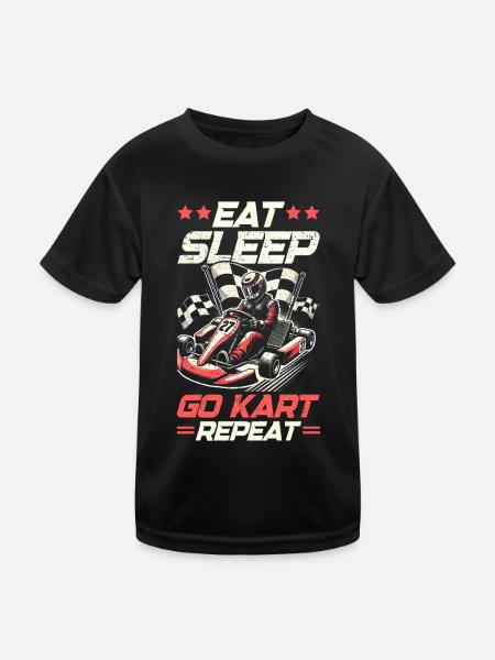 Go Kart Racing Kart -Fahrer -Enthusiast -Kartier - Kinder Funktions-T-Shirt - Schwarz - Vorne