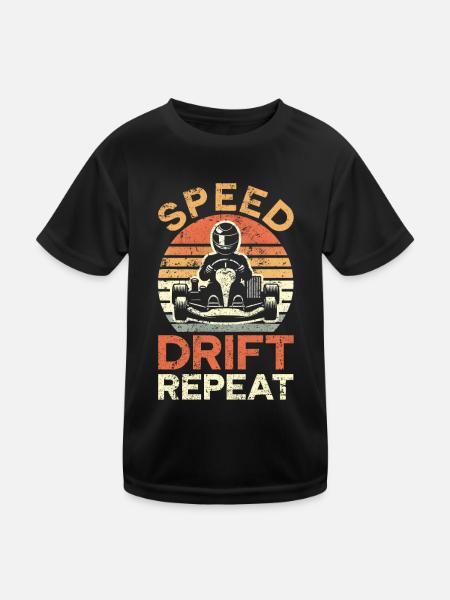 Go Kart Racing Kart -Fahrer -Enthusiast -Kartier - Kinder Funktions-T-Shirt - Schwarz - Vorne