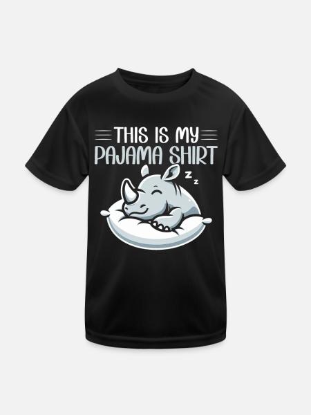 Official Sleeping House Rhino PJ Sleeping Nickering - Kids Functional T-Shirt - black - Front
