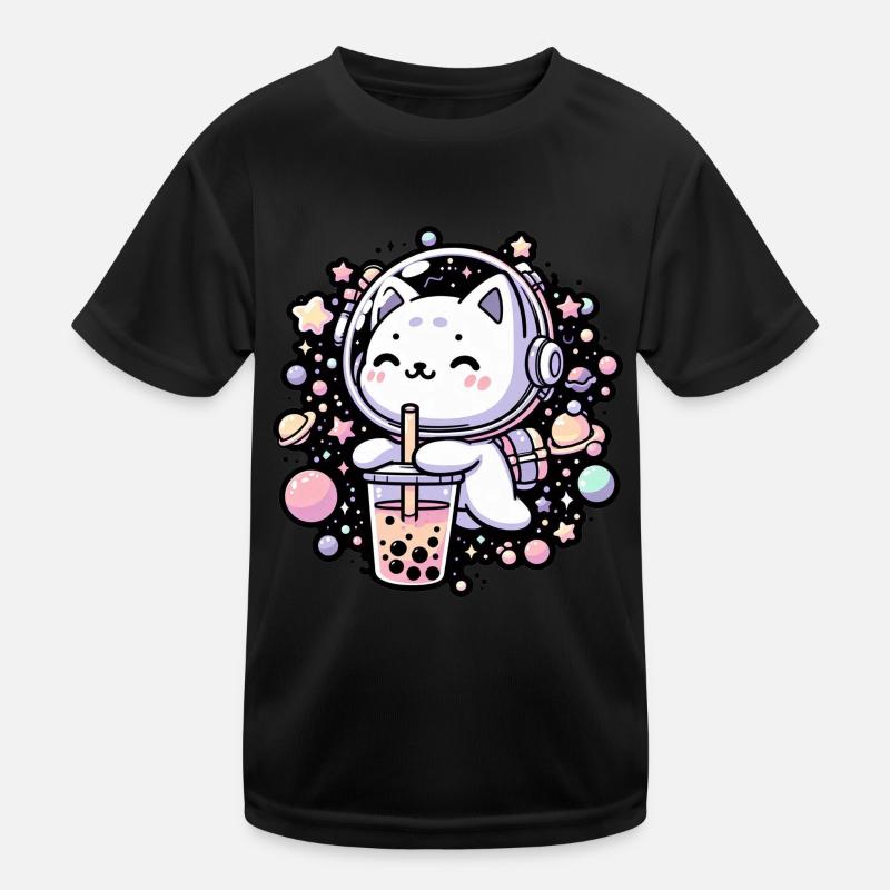 Thé à bulles Kawaii Cat Astronaut dans l’espace T-shirt sport Enfant