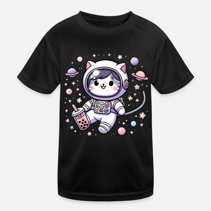 Thé à bulles Kawaii Cat Astronaut dans l’espace T-shirt sport Enfant