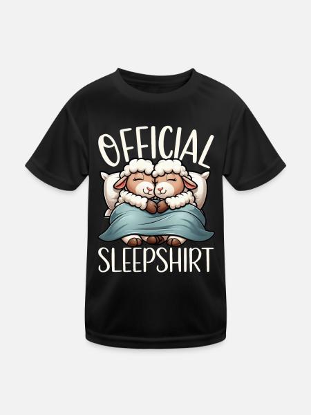 Official Sleep Shirt Funny Sheep Pajamas - Kids Functional T-Shirt - black - Front