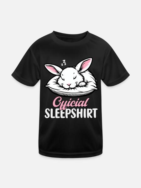 Official Sleeping Shirt Funny Rabbit Rabbit - Kids Functional T-Shirt - black - Front