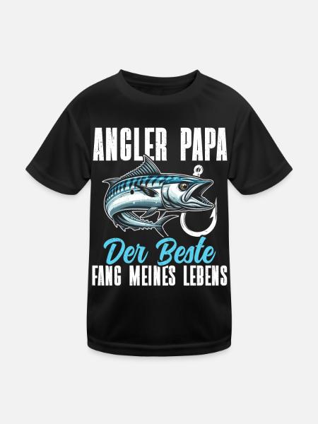 Angler Dad Fishing Rod Funny Father's Day Fisherman - Kids Functional T-Shirt - black - Front