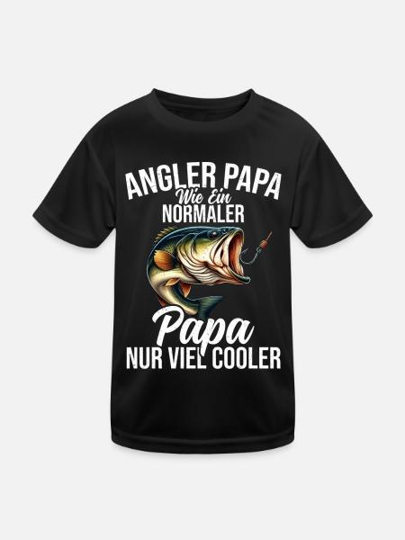 Angler Dad Fishing Rod Funny Father's Day Fisherman - Kids Functional T-Shirt - black - Front