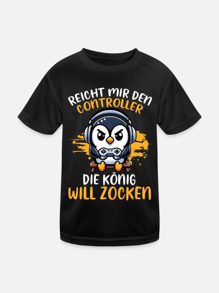 Hands me the controller, the queen wants to play - Kids Functional T-Shirt - black - Front