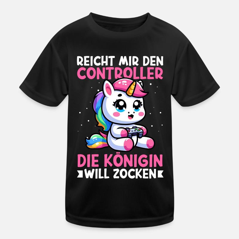 Reicht mir den Controller die Königin will zocken Kinder Funktions-T-Shirt