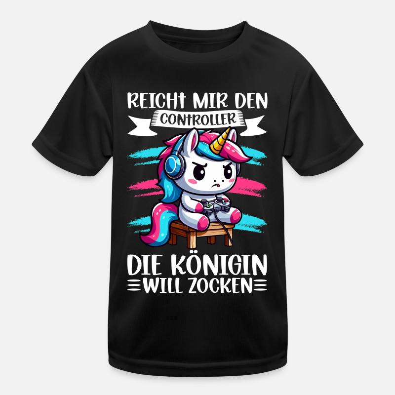 Reicht mir den Controller die Königin will zocken Kinder Funktions-T-Shirt