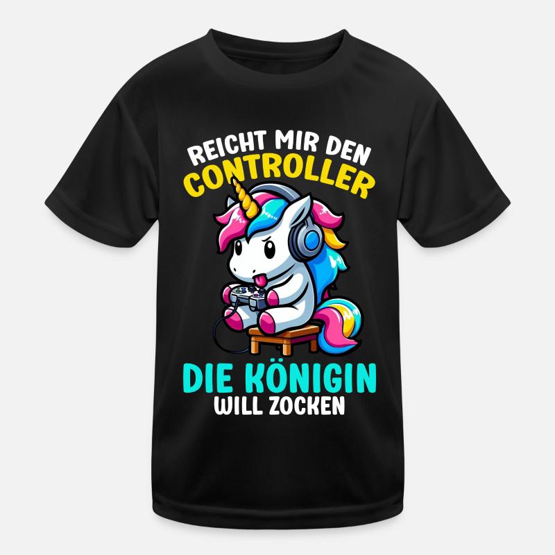 Reicht mir den Controller die Königin will zocken Kinder Funktions-T-Shirt