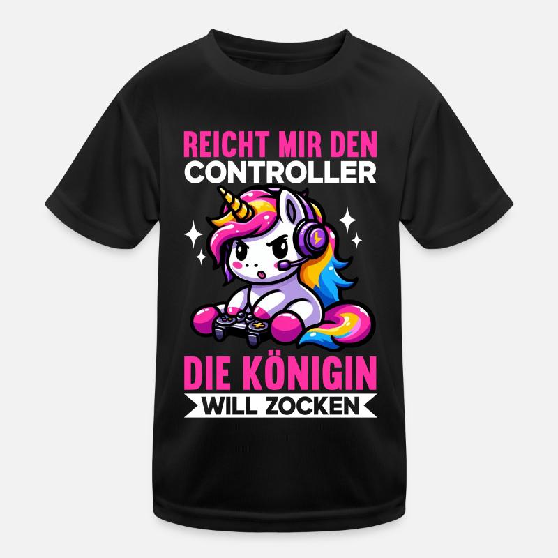 Reicht mir den Controller die Königin will zocken Kinder Funktions-T-Shirt