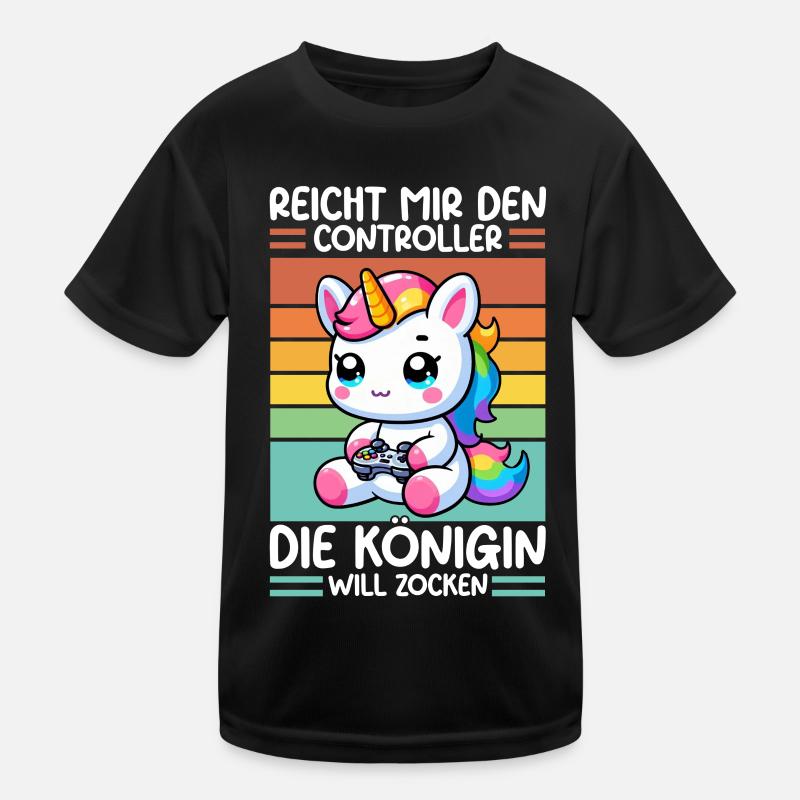 Reicht mir den Controller die Königin will zocken Kinder Funktions-T-Shirt