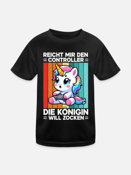Elle me tend la manette, la reine veut jouer - T-shirt sport Enfant - noir - Devant
