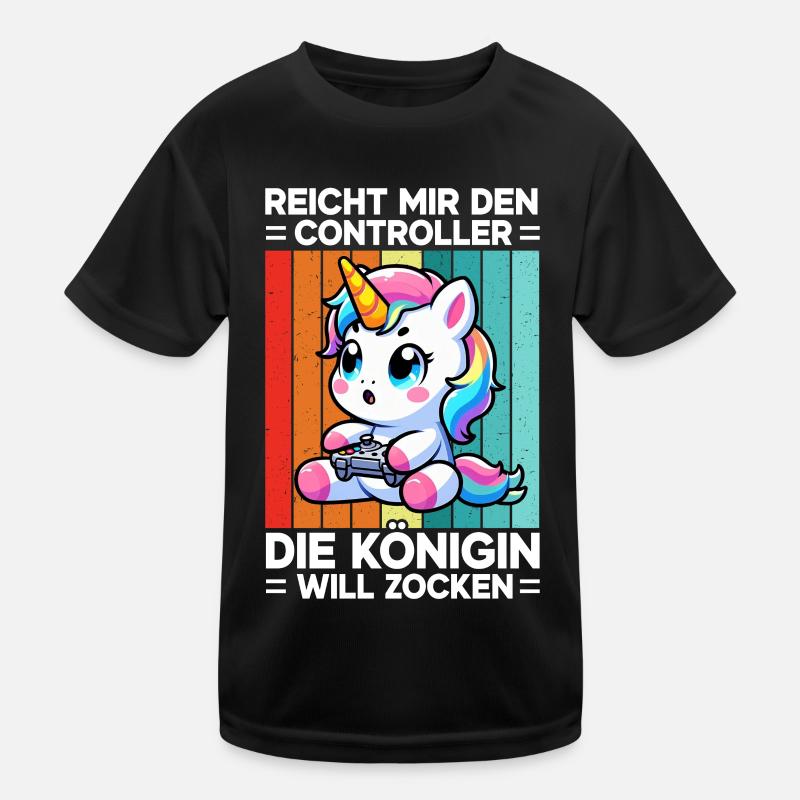 Reicht mir den Controller die Königin will zocken Kinder Funktions-T-Shirt